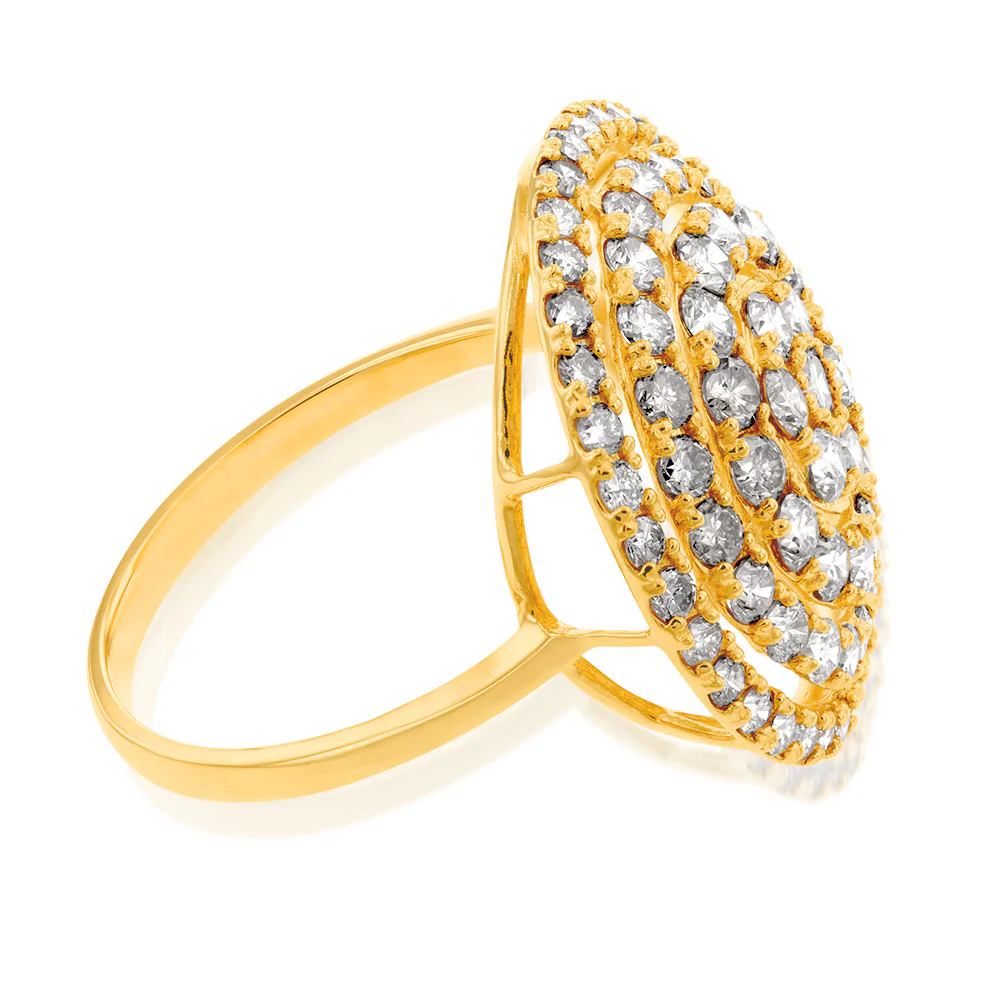 18ct Yellow Gold 2 Carat Diamond Round Shape Cluster Ring - Image 2