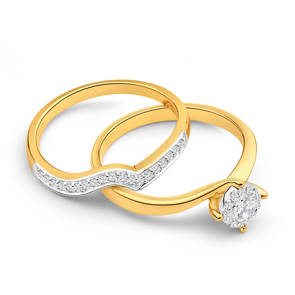 18ct Yellow Gold 2 Ring Bridal Set With 0.25 Carats Of Diamonds - Image 2