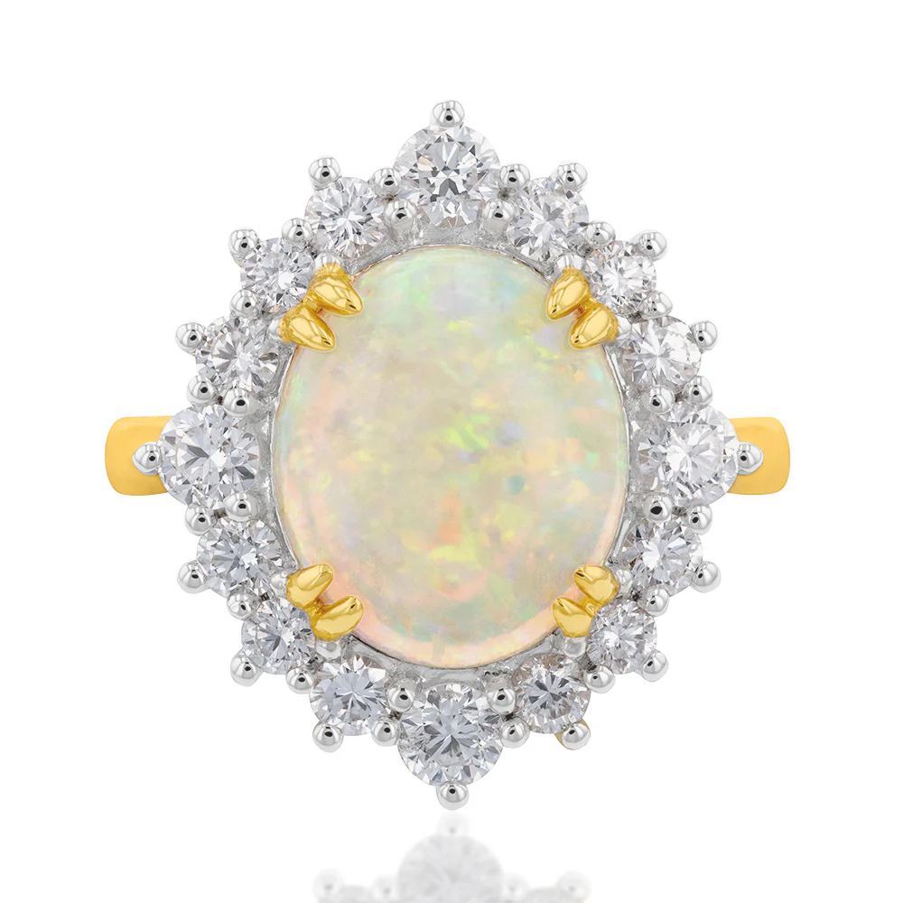 18ct Yellow Gold 3.17ct Natural White Oval Opand and 1.30ct Diamond Ring - Image 3