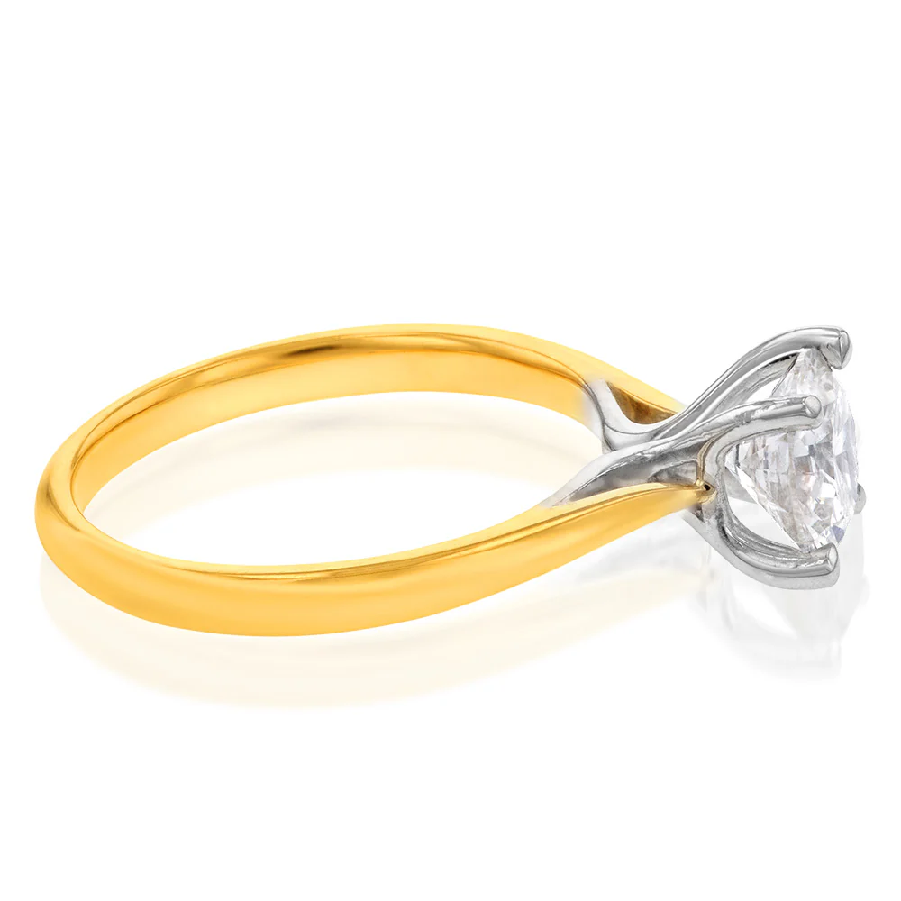 18ct Yellow Gold Solitaire Ring with 1 Carat GI SI Certified Diamond - Image 2