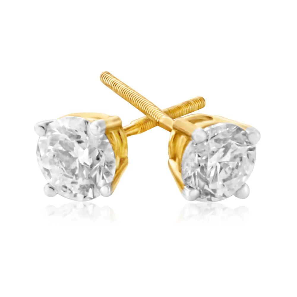 18ct Yellow Gold Stud Earrings With 0.75 Carats Of Diamonds - Image 2