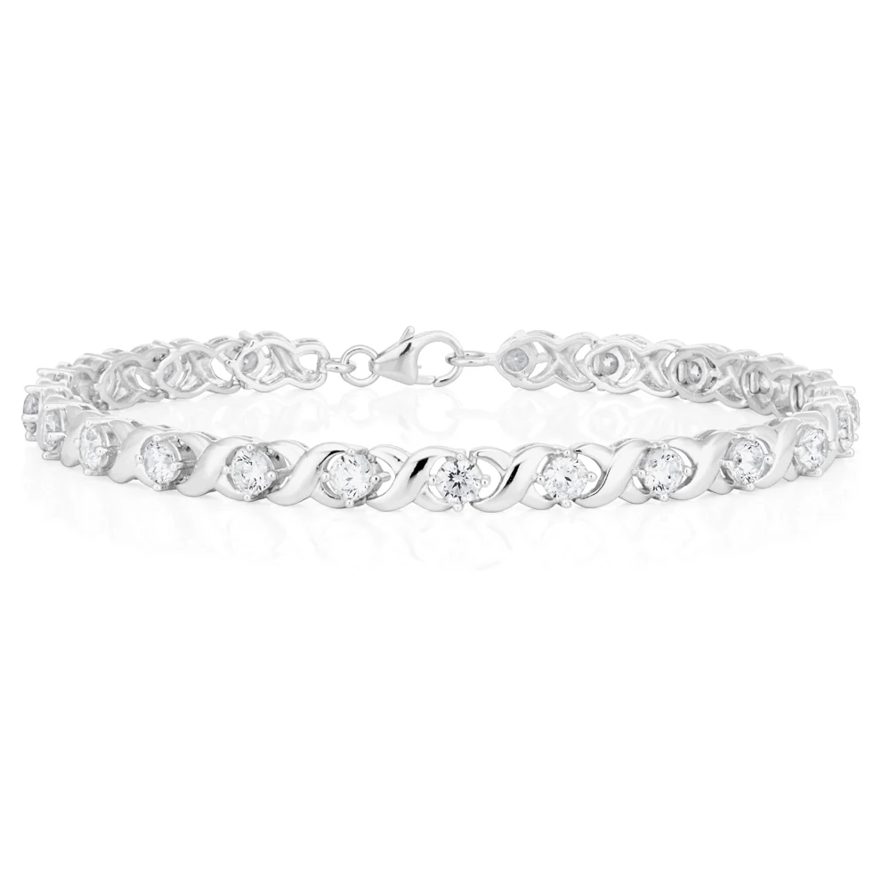 19cm Sterling Silver Zirconia Fancy Bracelet - Image 2