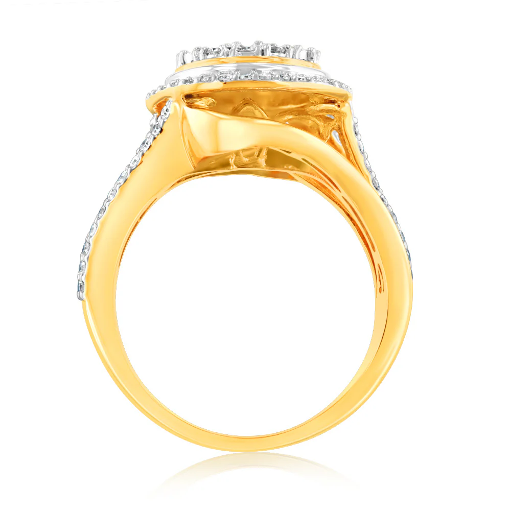1Carat Luminesce Lab Grown 93Brilliant cut & 44Tappered cut Diamonds in 9ct Yellow gold - Image 3