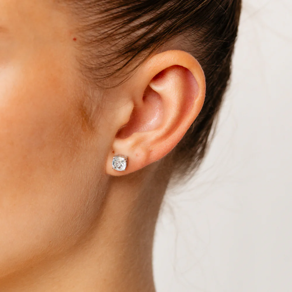 2.20 Carat Swiss Blue Topaz Stud Earrings in Sterling Silver - Image 2