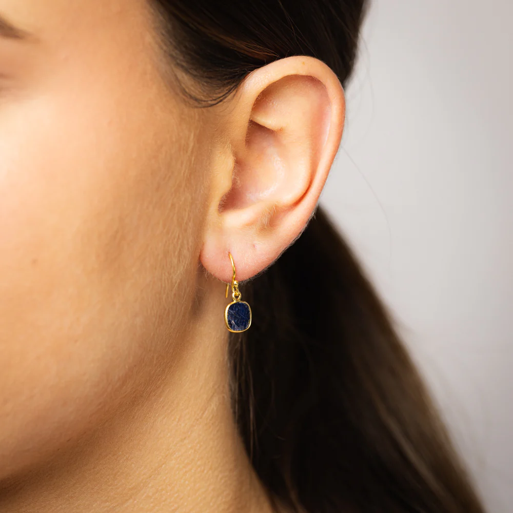2.5 Carat Natural Sapphire Drop Earrings in Gold Plated Sterling Silver - Image 2