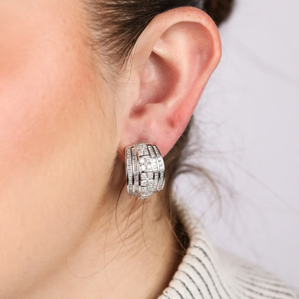 2.9 Carats Diamond Hoop Earrings in Sterling Silver - Image 2