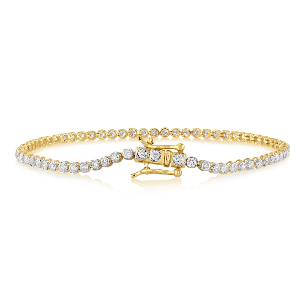 2 Carat 17cm Diamond Tennis Bracelet in 10ct Yellow Gold - Image 4