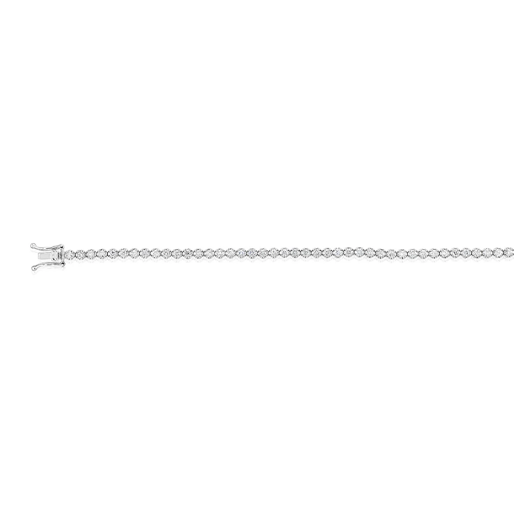 2 Carat Diamond Tennis Bracelet with 59 Brilliant Diamonds in 9ct White Gold - Image 2