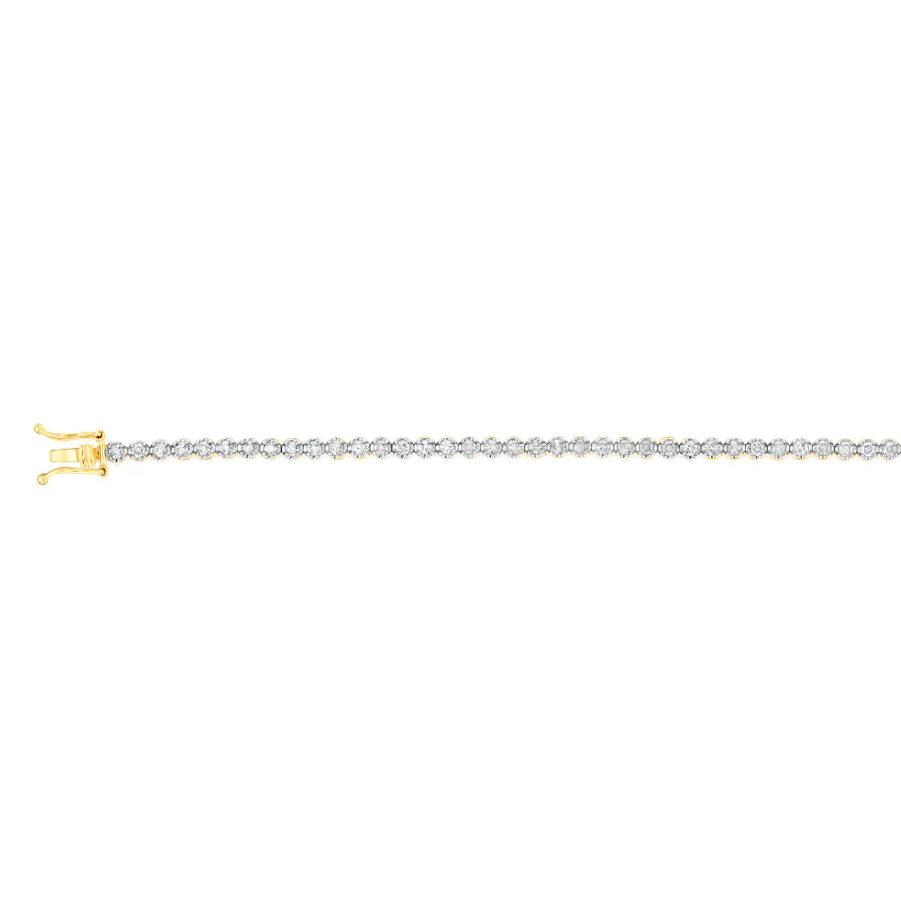 2 Carat Diamond Tennis Bracelet with 59 Brilliant Diamonds in 9ct Yellow Gold - Image 2