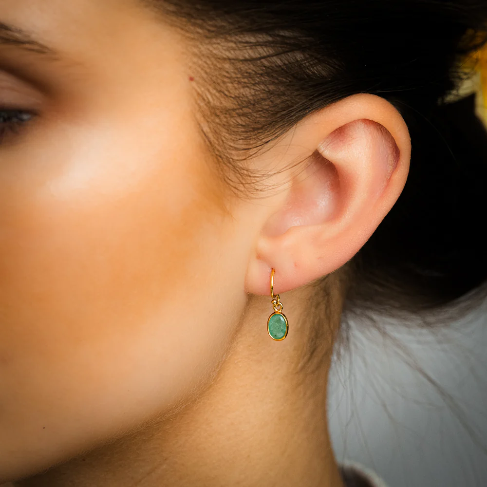 2 Carat Emerald Drop Earrings in Gold Plated Silver - Image 2