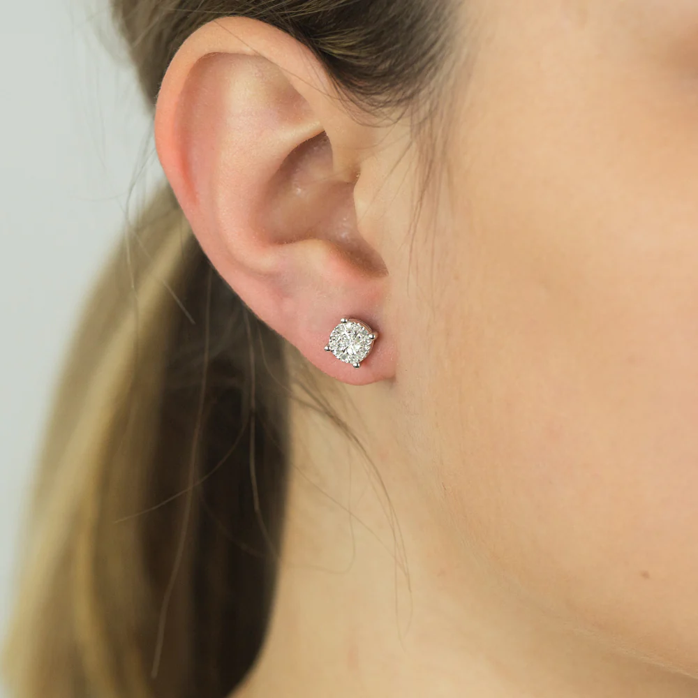"2 Carat Look" Diamond Stud Earrings 0.20 Carat with Brilliant Cut Diamonds - Image 2