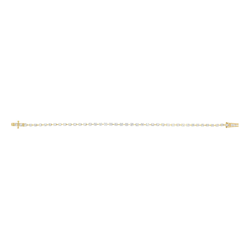 2 Carats Diamond Tennis Bracelet 17.5 cm in 9ct Yellow Gold - Image 2