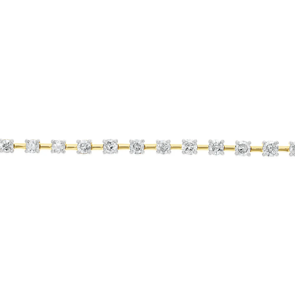 2 Carats Diamond Tennis Bracelet 17.5 cm in 9ct Yellow Gold - Image 3