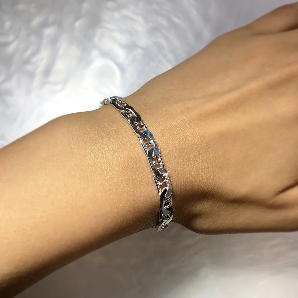 21cm Sterling Silver Anchor 150 Gauge Bracelet - Image 3