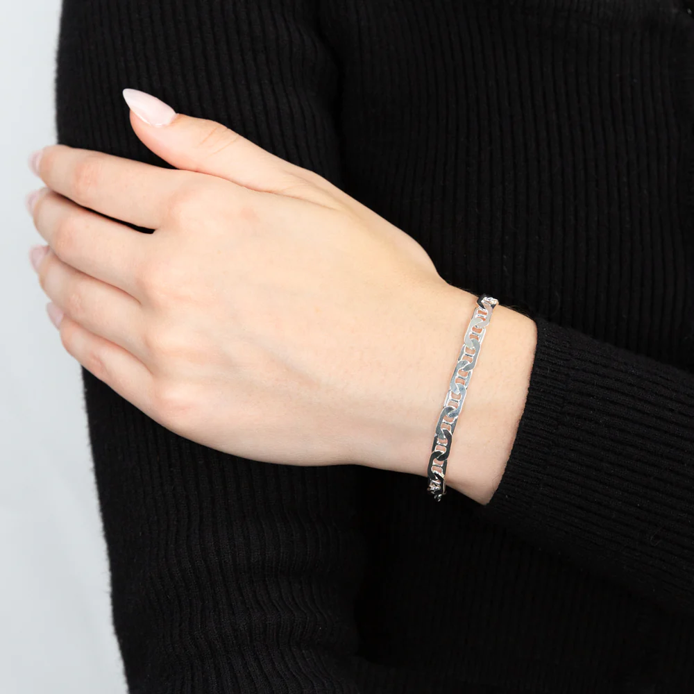 21cm Sterling Silver Anchor 150 Gauge Bracelet - Image 4