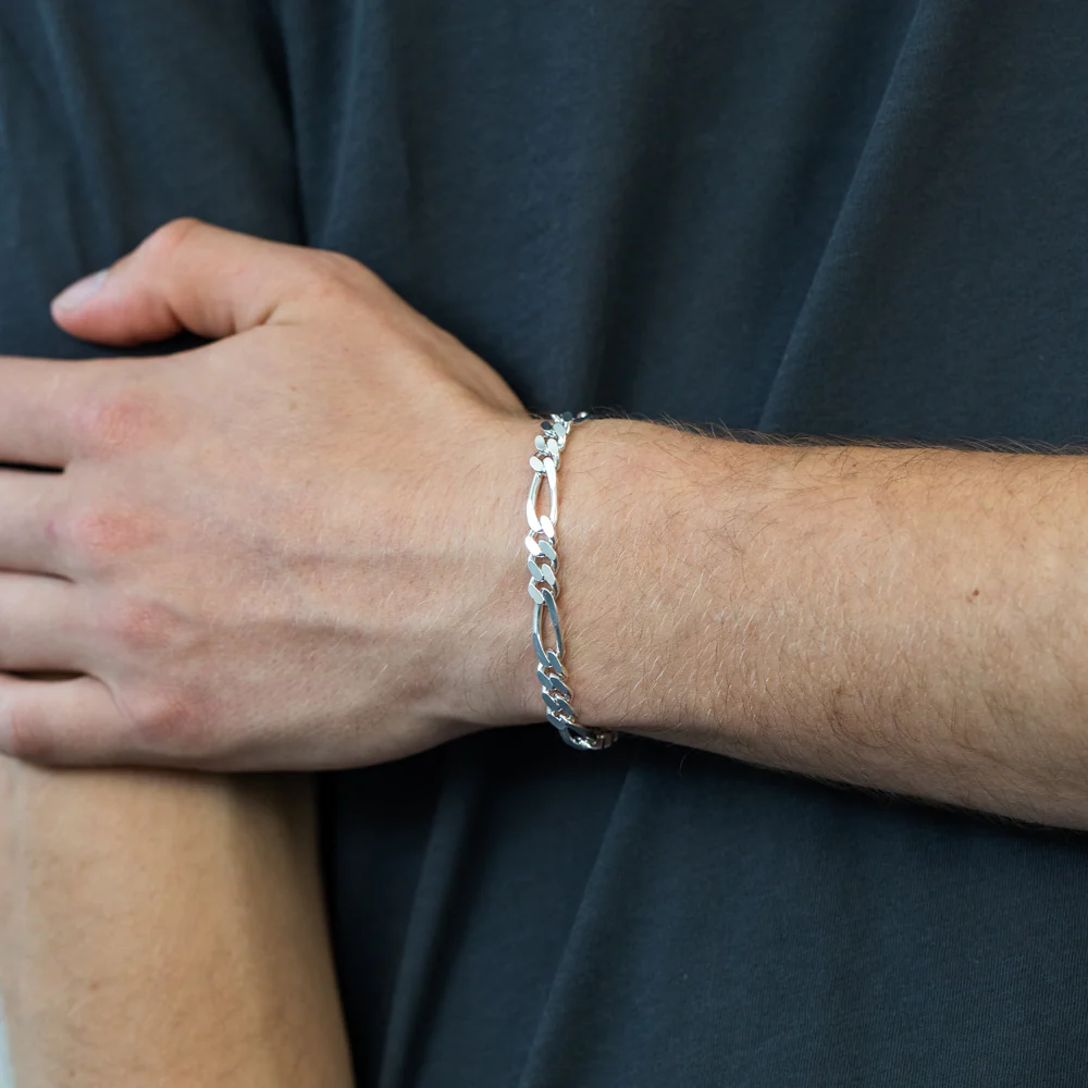 21cm Sterling Silver Figaro 180 Gauge 1:3 Bracelet - Image 3