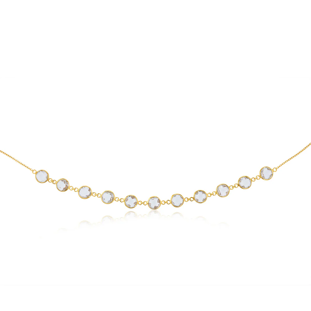 24 Carat White Topaz Necklace 45cm in Gold Plated Silver - Image 2