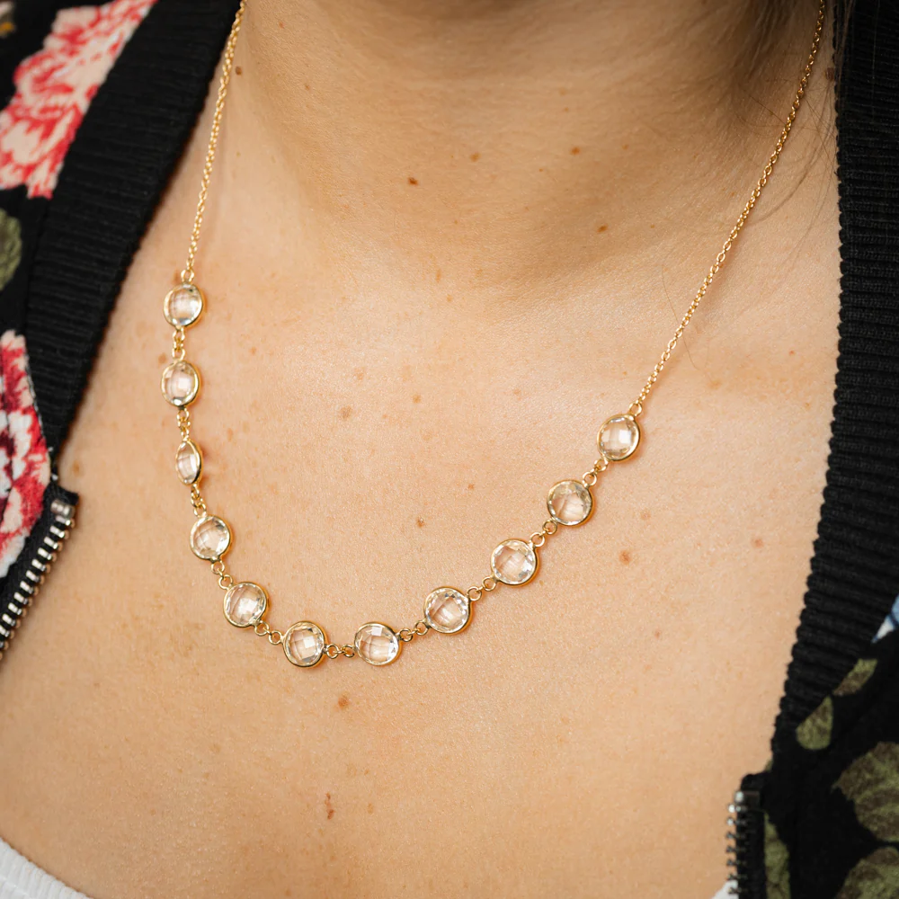 24 Carat White Topaz Necklace 45cm in Gold Plated Silver - Image 3