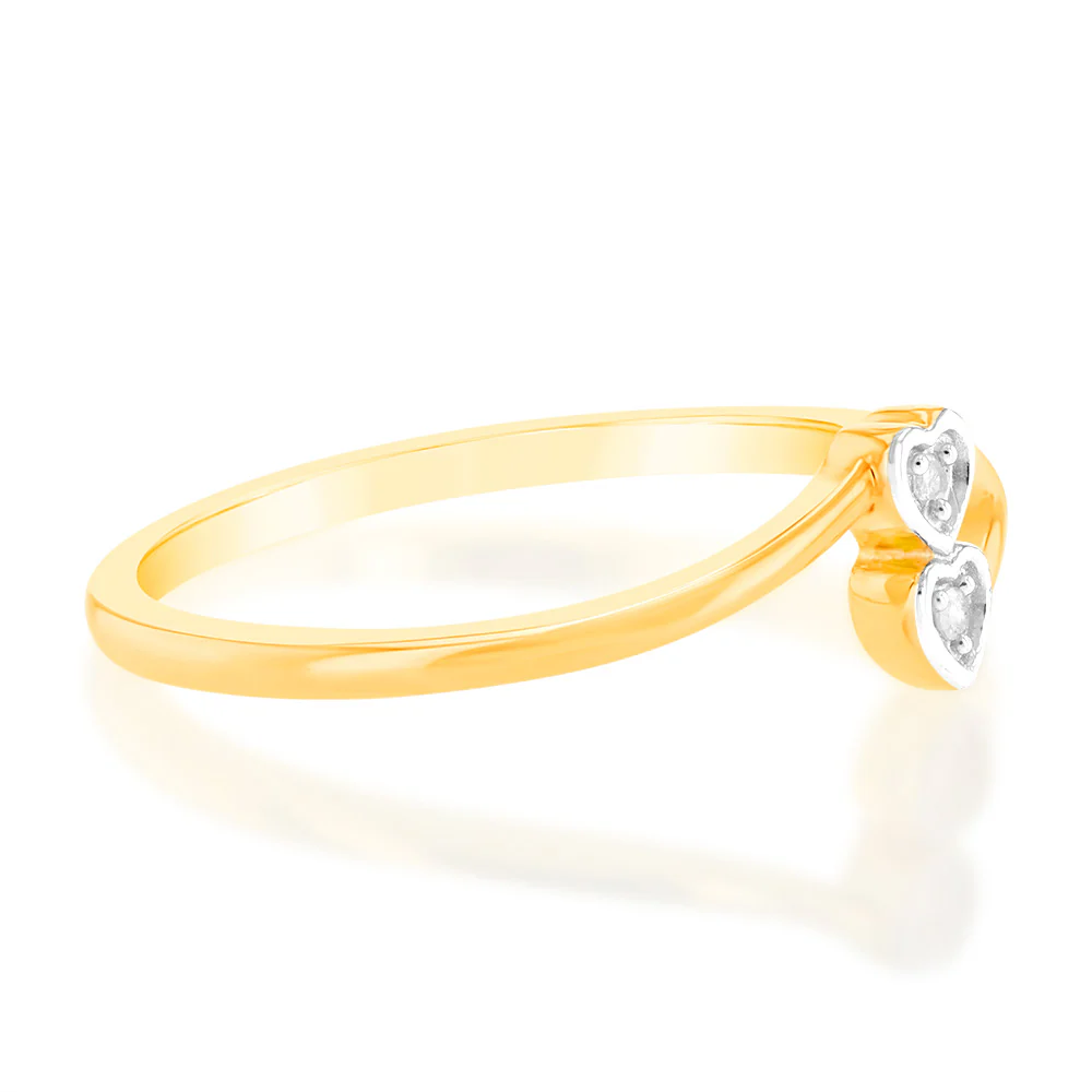 2Heart Shaped Diamond Ring in 9ct Yellow Gold - Image 2