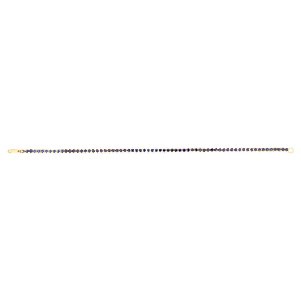 3.37 Carats Created Sapphire Bracelet in 10ct Yellow Gold - Image 4
