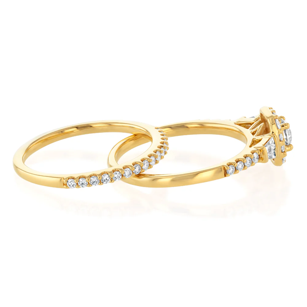 3/4 Carat Diamond Bridal 2 Ring Set in 18ct Yellow Gold - Image 2