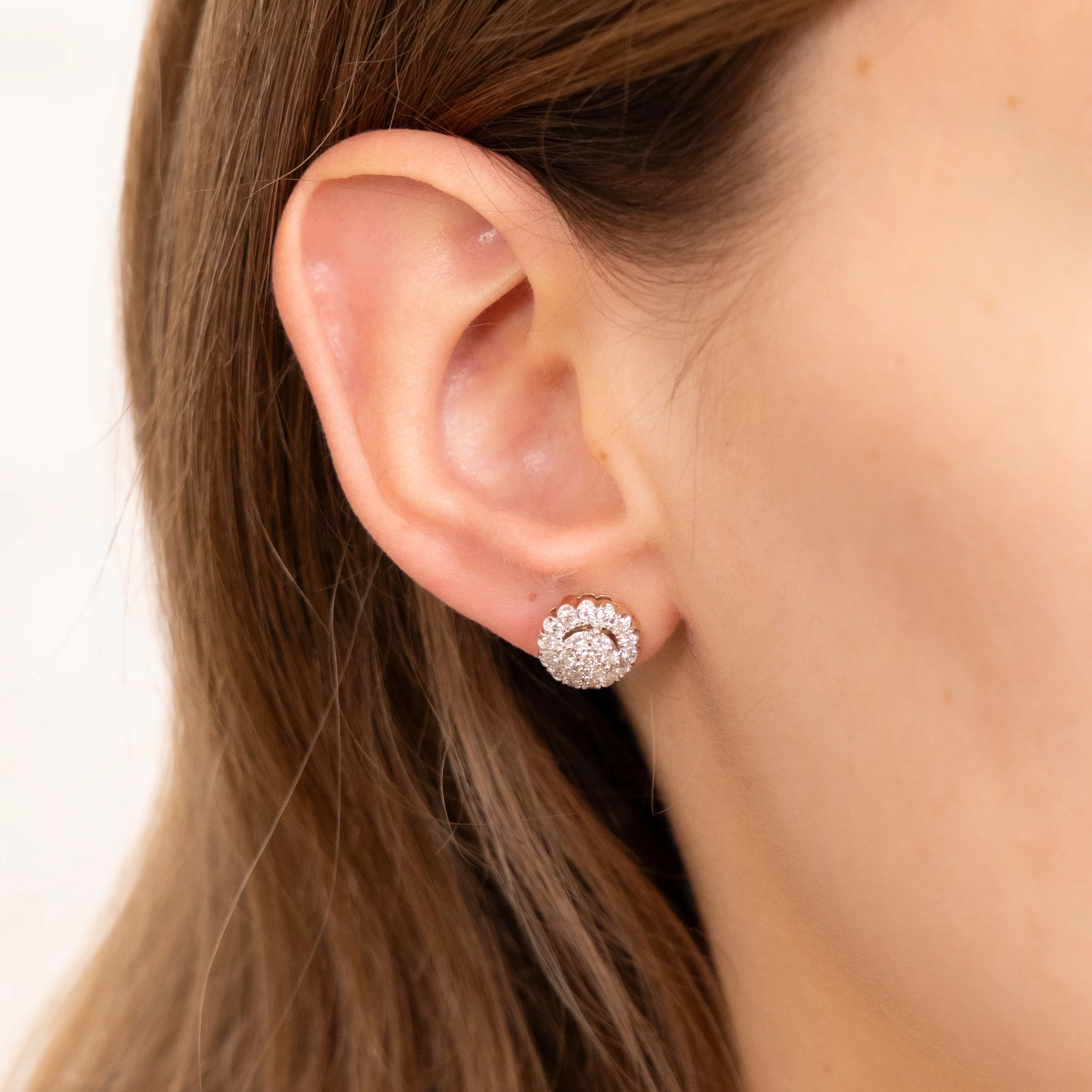 3/4 Carat Diamond Cluster Stud Earrings in 10ct Yellow Gold - Image 2
