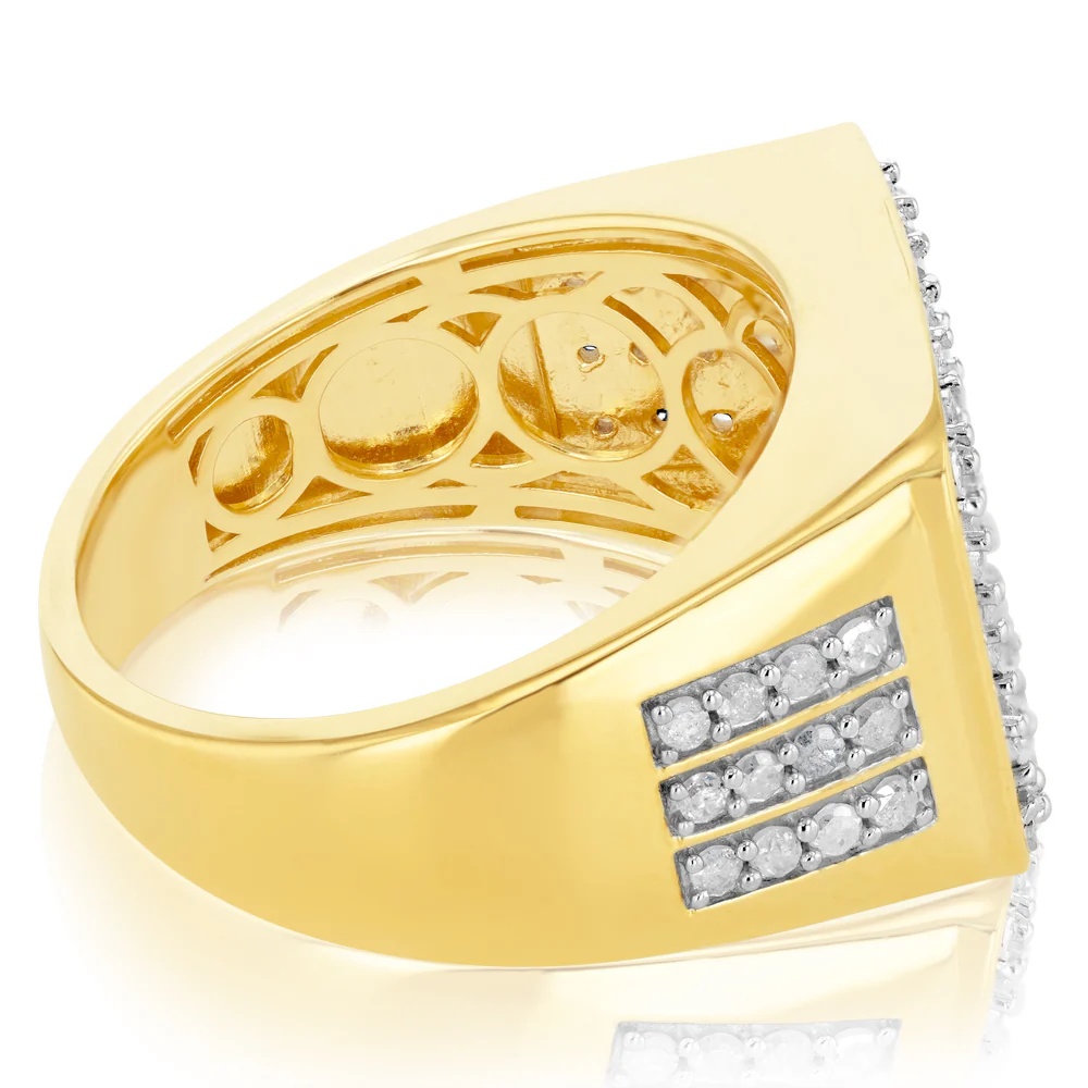 3/4 Carat Diamond Gents Ring in Gold Plated Sterling Silver - Image 2