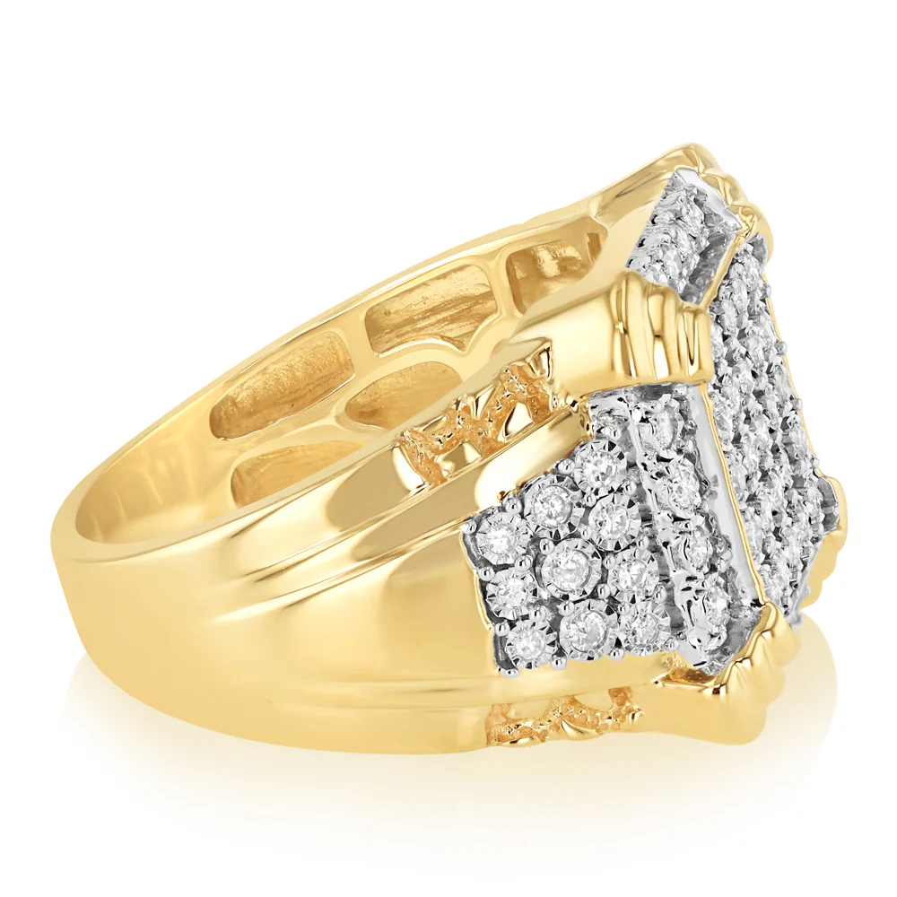 3/4 Carat Diamond Mens Ring in 9ct Yellow Gold - Image 2