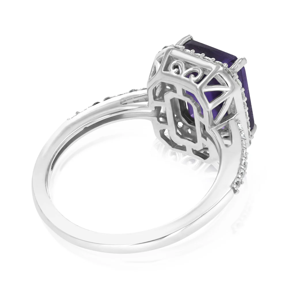 3.50 Carat Amethyst and White Cubic Zirconia Ring in Sterling Silver - Image 3
