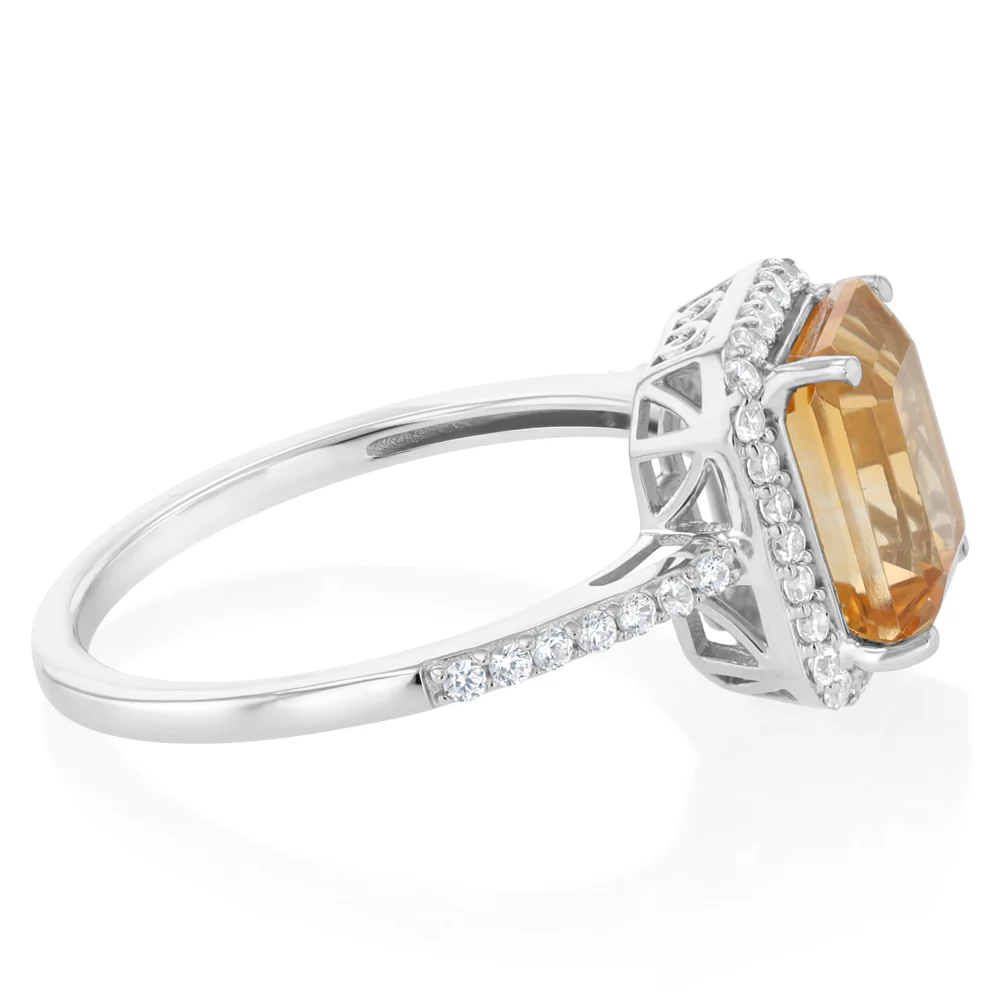 3.50 Carat Citrine and White Zirconia Ring in Sterling Silver - Image 2