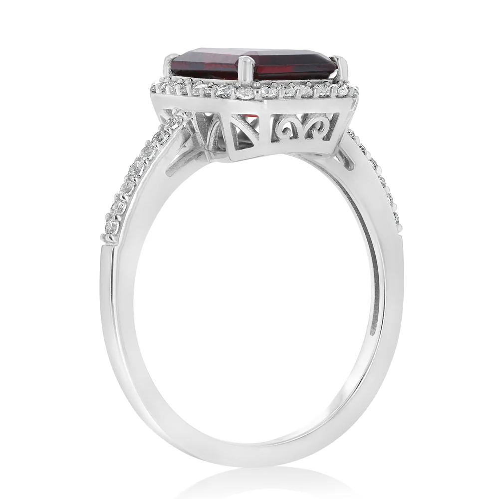 3.50 Carat Garnet and White Zirconia Ring in Sterling Silver - Image 3