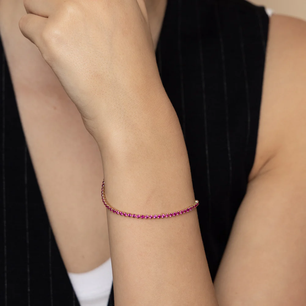 3.65 Carats Created Ruby Bracelet in 10ct Yellow Gold - Image 5