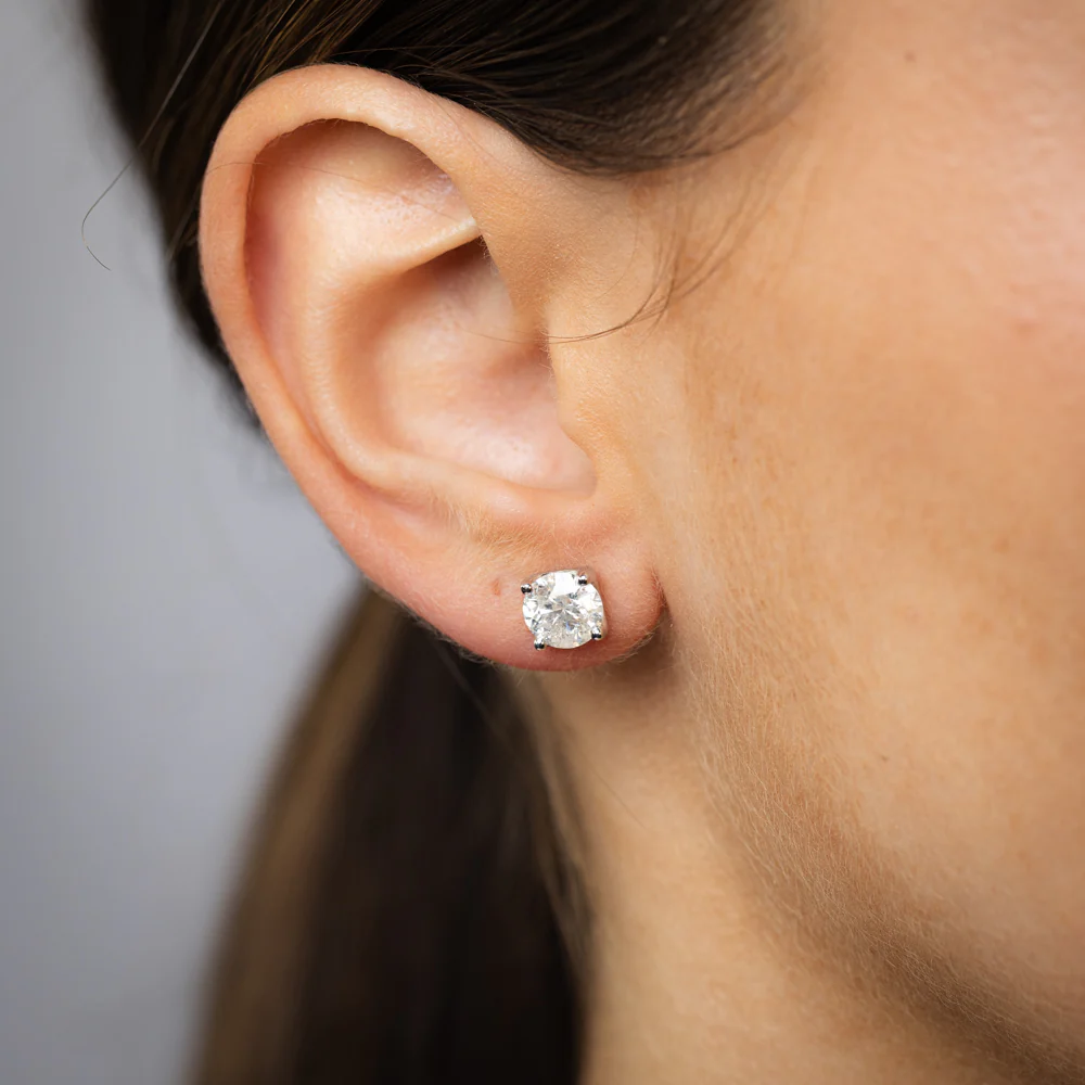 3 Carat Diamond Solitaire Stud Earring in 9ct White Gold - Image 2