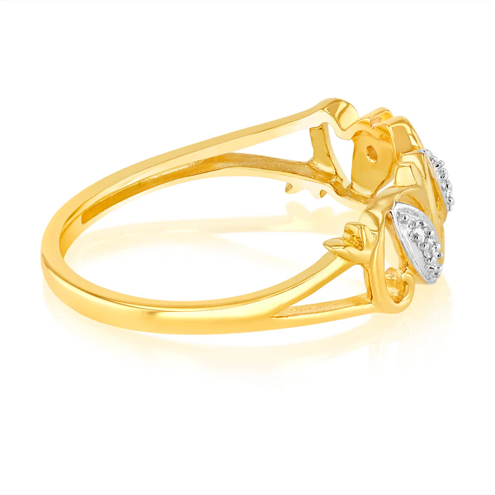 3 Diamond Dress Ring in 9ct Yellow Gold - Image 2