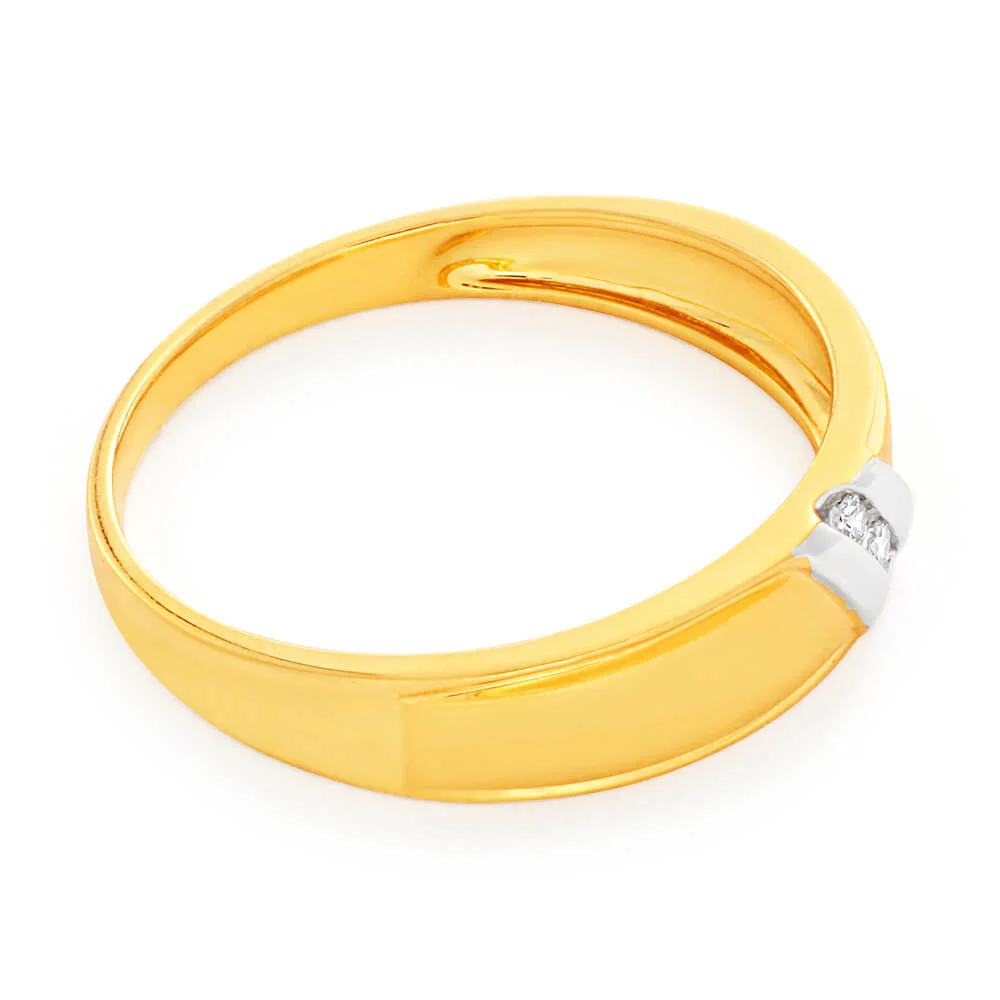 3 Diamonds Mens Ring in 9ct Yellow Gold - Image 2