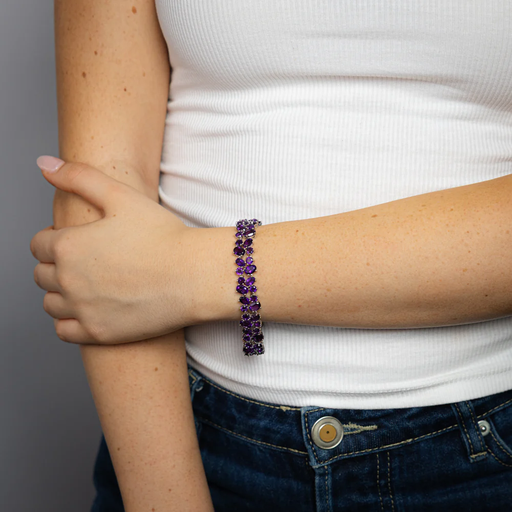 30 Carat Amethyst bracelet 19cm in Sterling Silver - Image 3