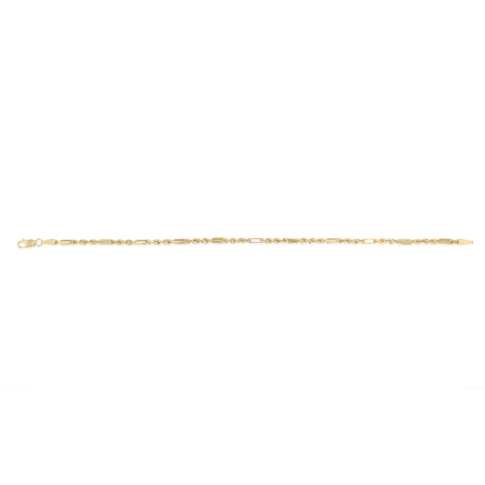 30 Gauge Hollow Dicut Figarope 18cm Bracelet in 9ct Yellow Gold - Image 2