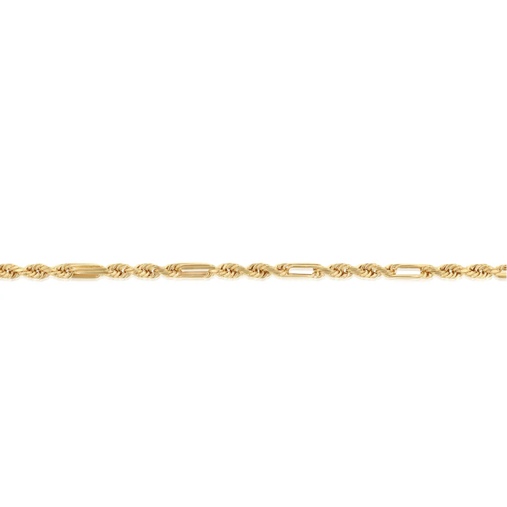 30 Gauge Hollow Dicut Figarope 18cm Bracelet in 9ct Yellow Gold - Image 3