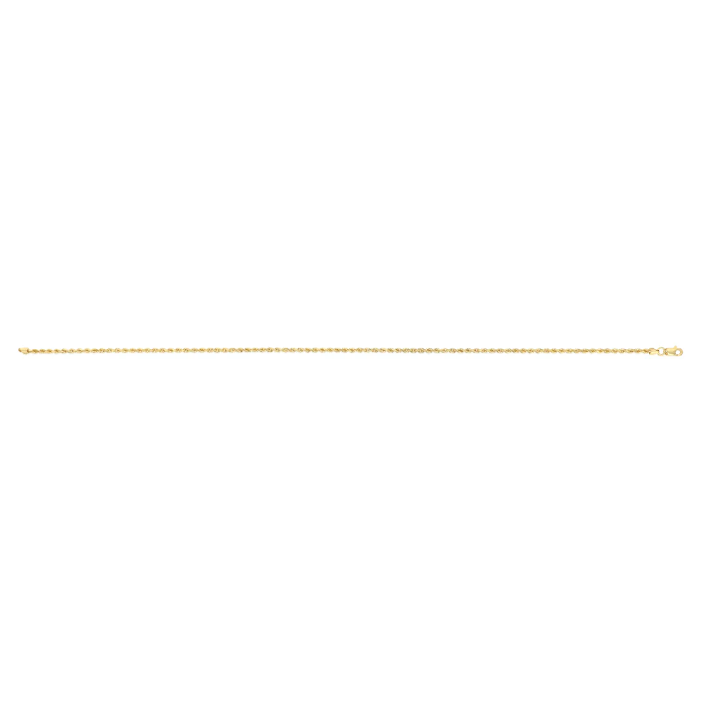 30 Guage Hollow Dicut Rope 25cm Anklet in 9ct Yellow Gold - Image 2