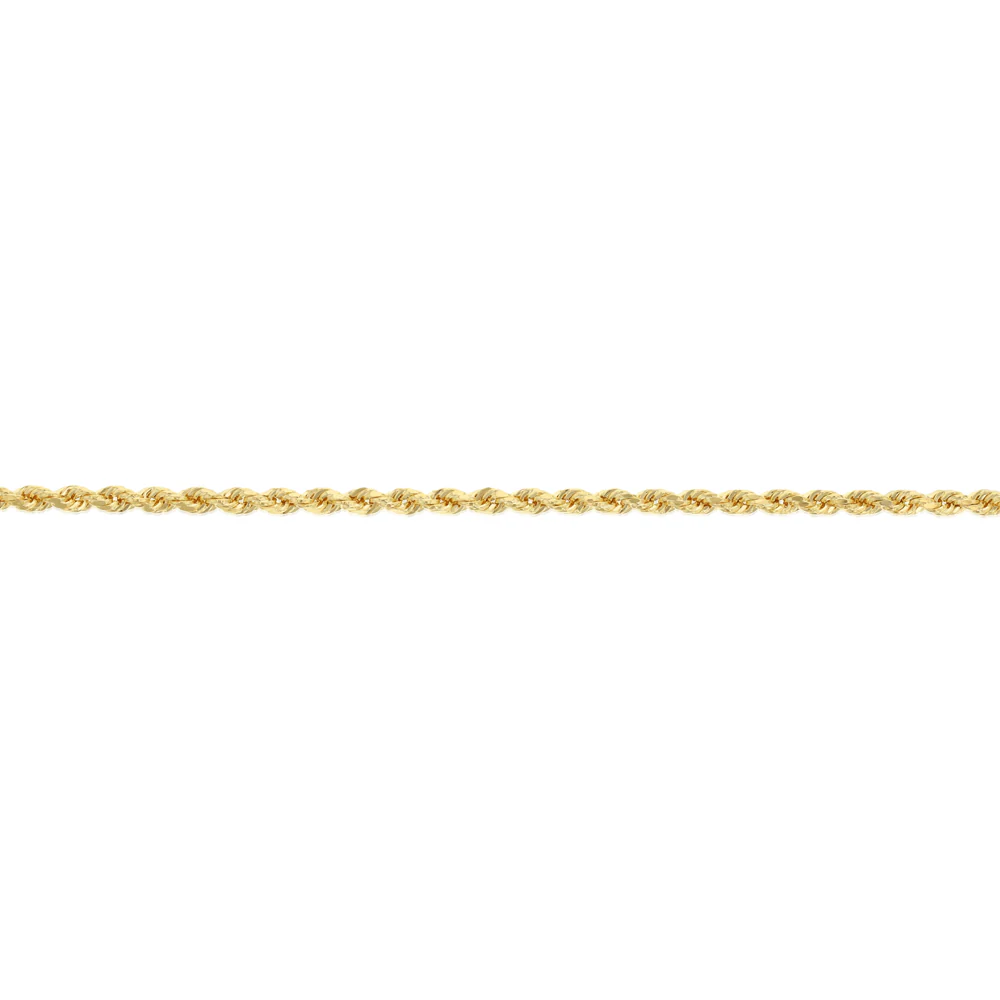 30 Guage Hollow Dicut Rope 25cm Anklet in 9ct Yellow Gold - Image 3