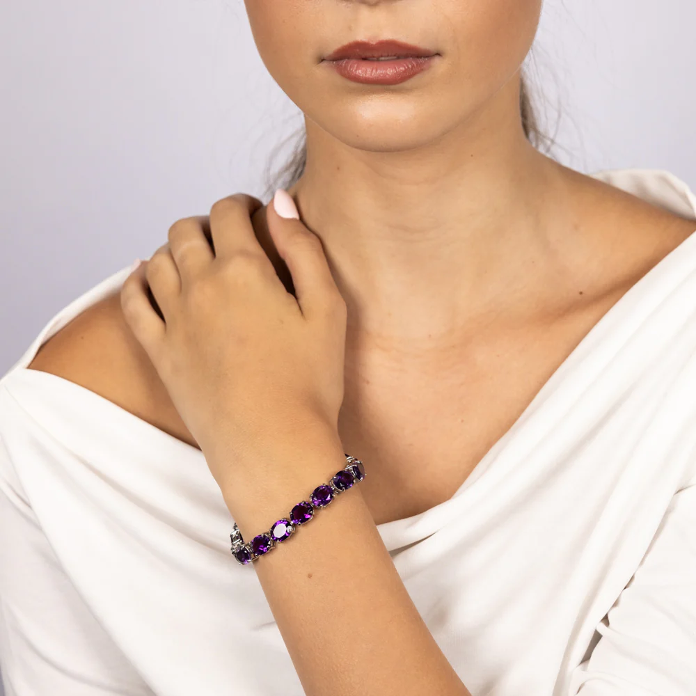 40 Carat Amethyst Tennis Bracelet Set in Sterling Silver - Image 3