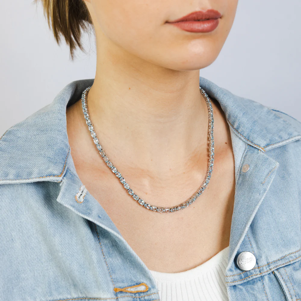 41.8 Carat Blue Topaz Necklace 45cm in Sterling Silver - Image 4