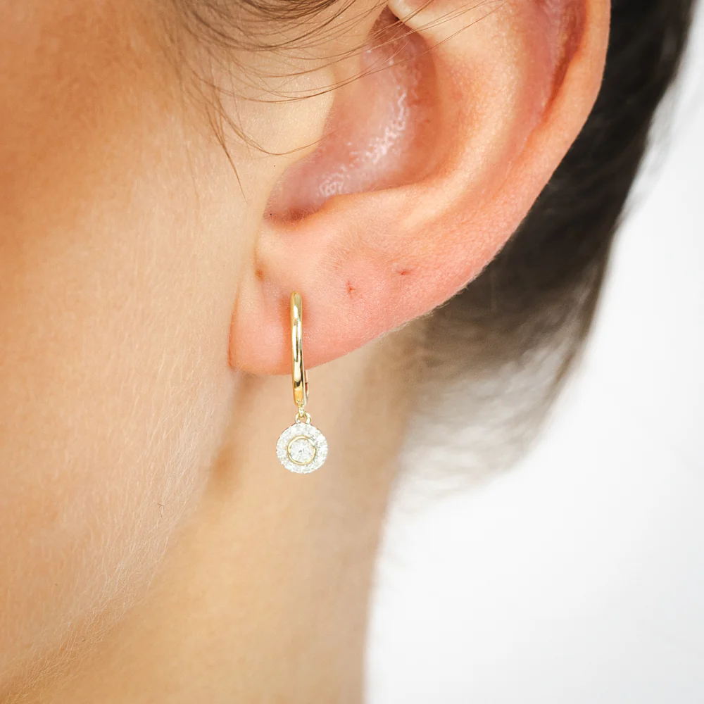 5 Points Diamond Drop Earrings in 9ct Yellow Gold - Image 2