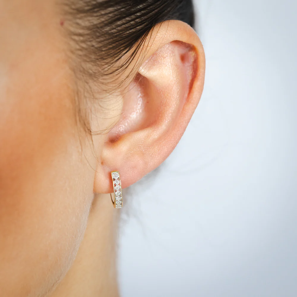 5 Points Diamond Hoop Earrings in 9ct Yellow Gold - Image 2