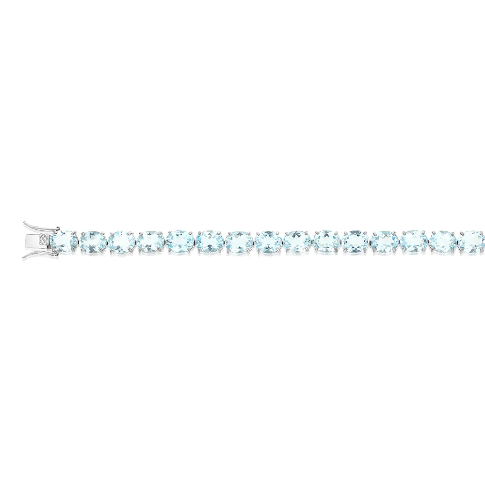 50 Carat Blue Topaz Tennis 18cm Bracelet Set in Sterling Silver - Image 2