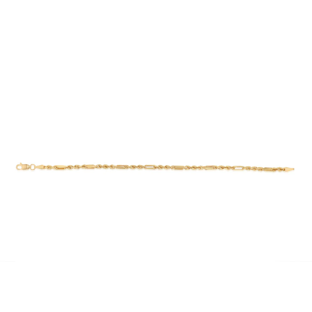 50 Gauge Hollow Dicut Figarope 18cm Bracelet in 9ct Yellow Gold - Image 2
