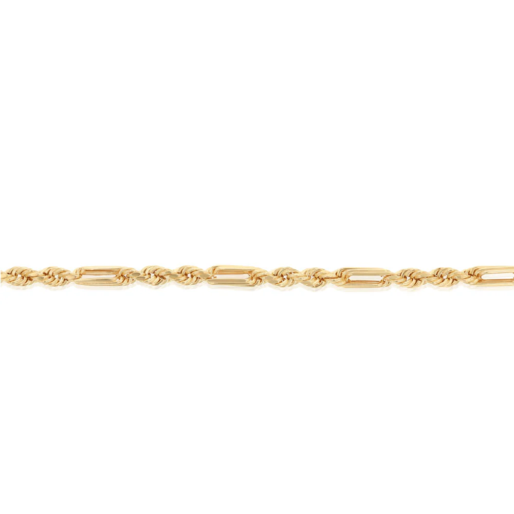 50 Gauge Hollow Dicut Figarope 18cm Bracelet in 9ct Yellow Gold - Image 3