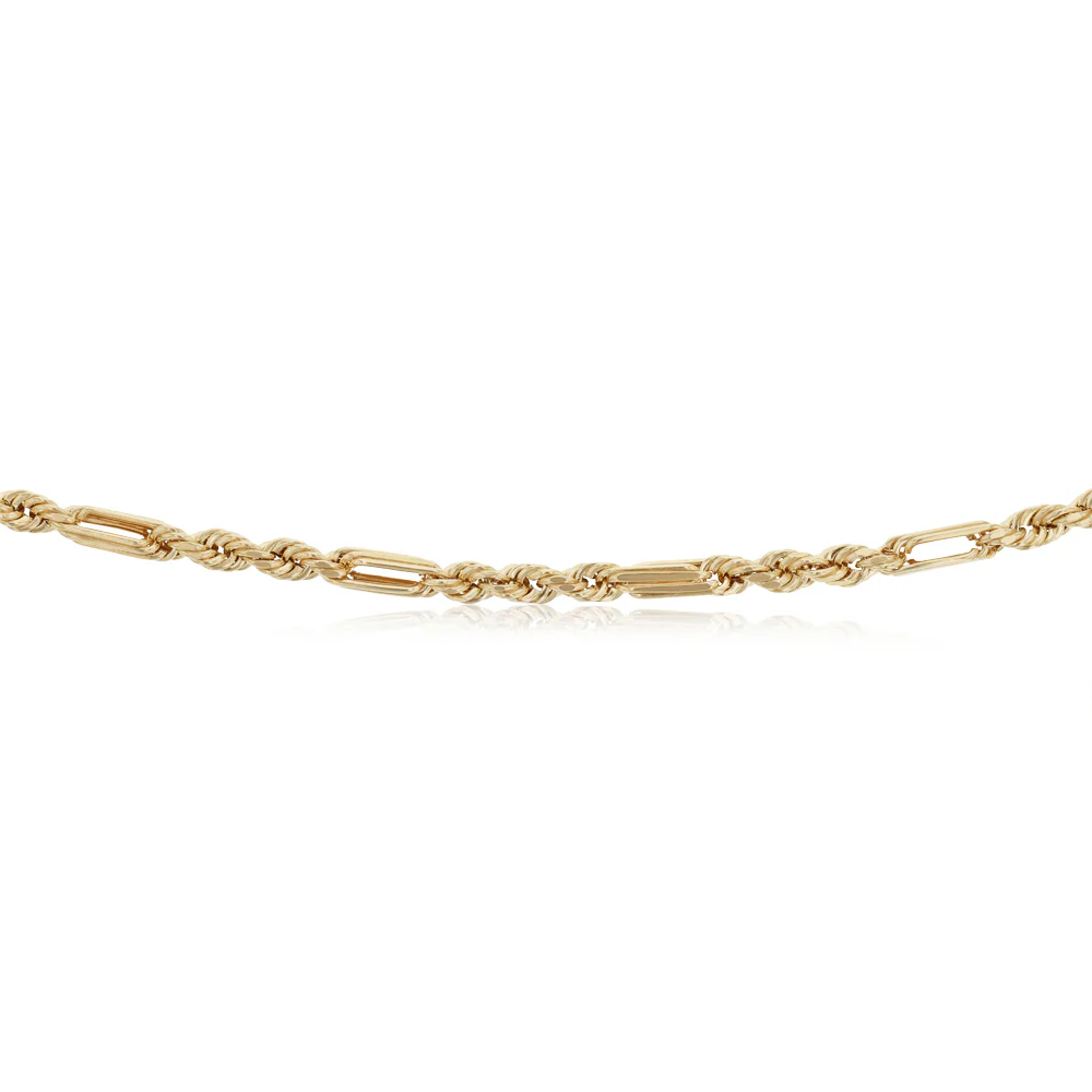 50 Gauge Hollow Dicut Figarope 45cm Chain in 9ct Yellow Gold - Image 3