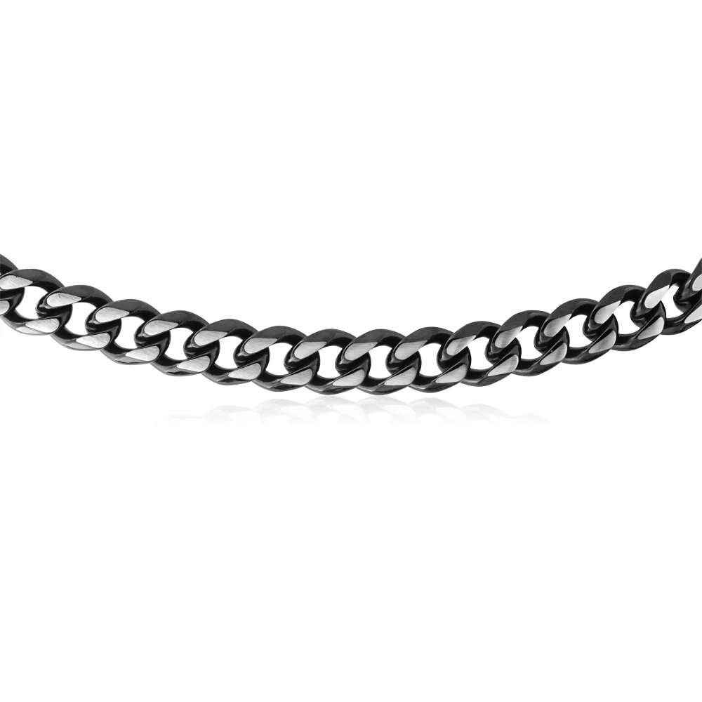 55cm Stainless Steel Reversible Black/Steel Curb Chain - Image 3