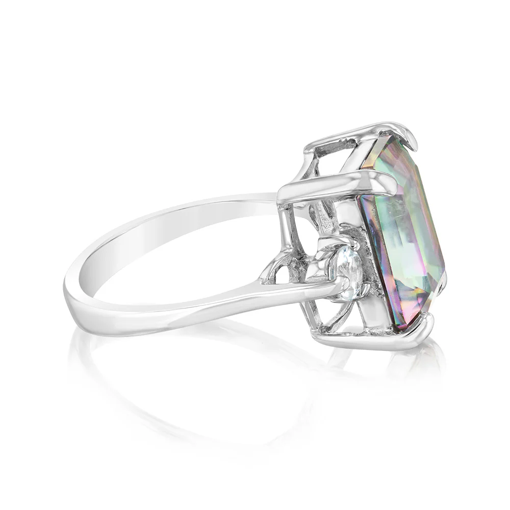 7.5 Carat Mystic Quartz & White Topaz Ring in Sterling Silver - Image 2